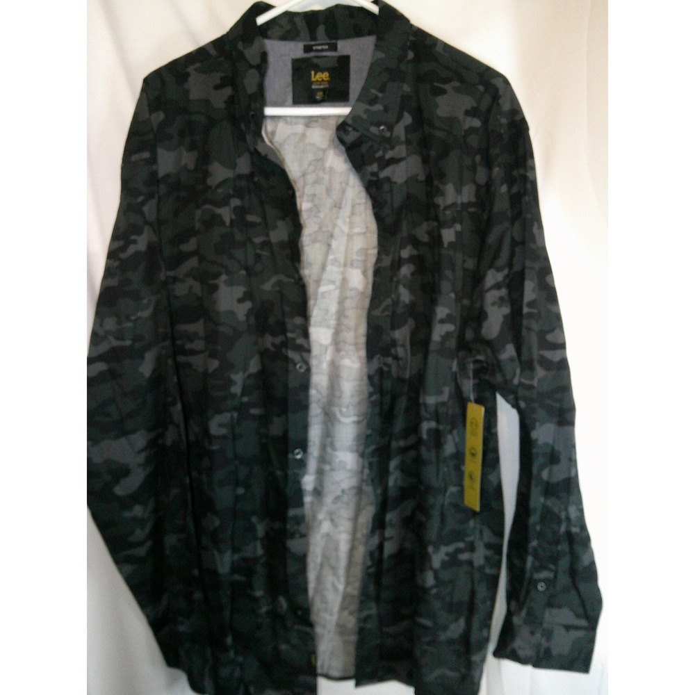 Lee‎ Stretch Camo Button Down Shirt Comfort Soft Feel Long Sleeve XXL NWT